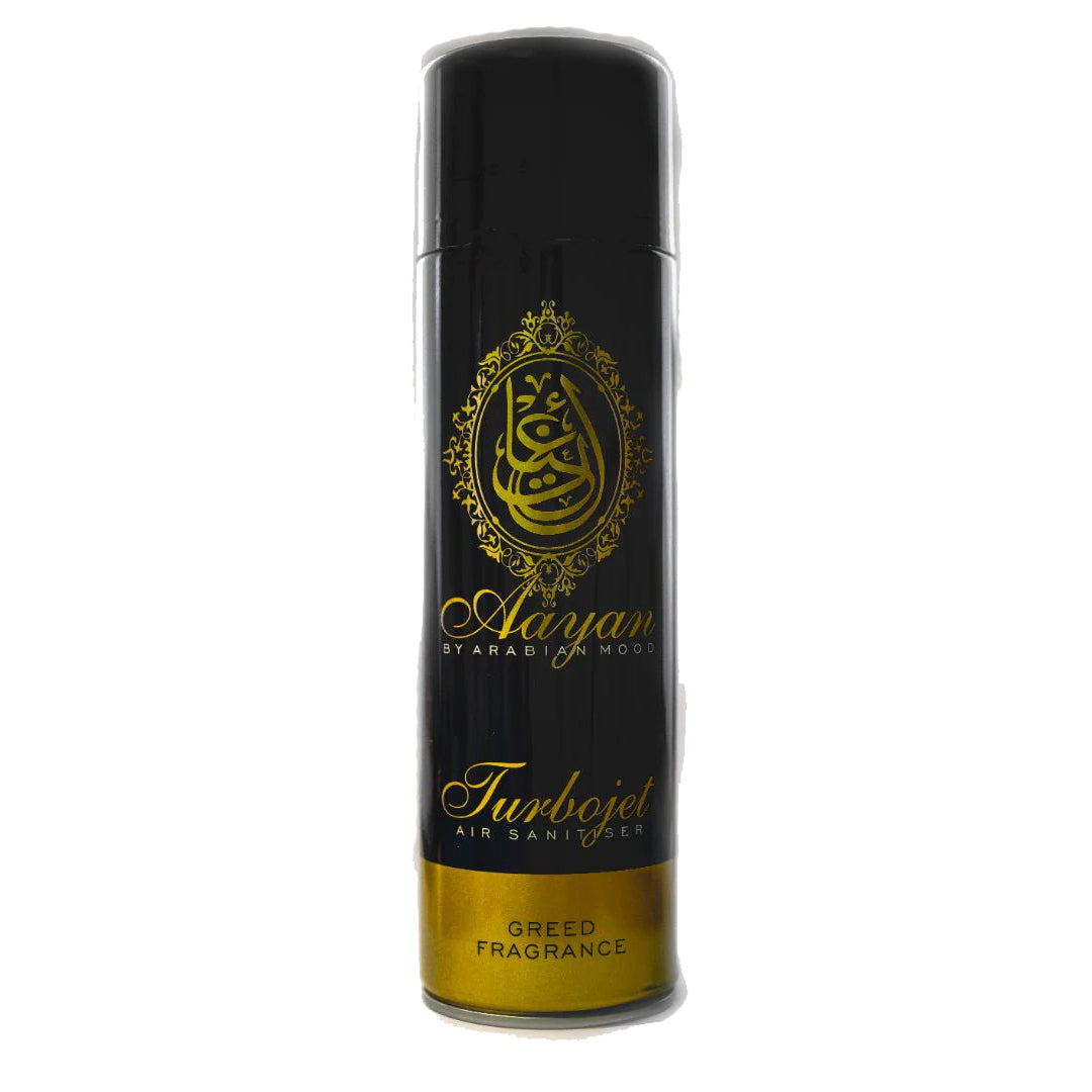 Aayan 500ml Turbojet Air Sanitiser Freshener - Greed / Creed - Car / Room Spray